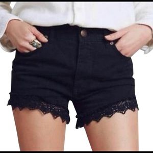 Free People black lace boho shorts, size 27